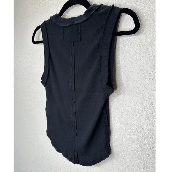 We The Free Black Round Neck Sleeveless Kate Shirt Ribbed Tank Top S - Picture 10 of 14